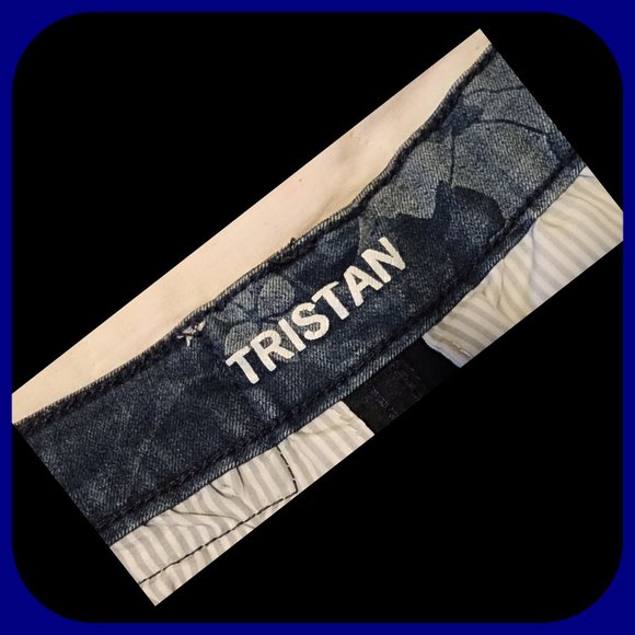 TRISTAN || Stretchy Ombre Blue Floral Shorts - Picture 5 of 6